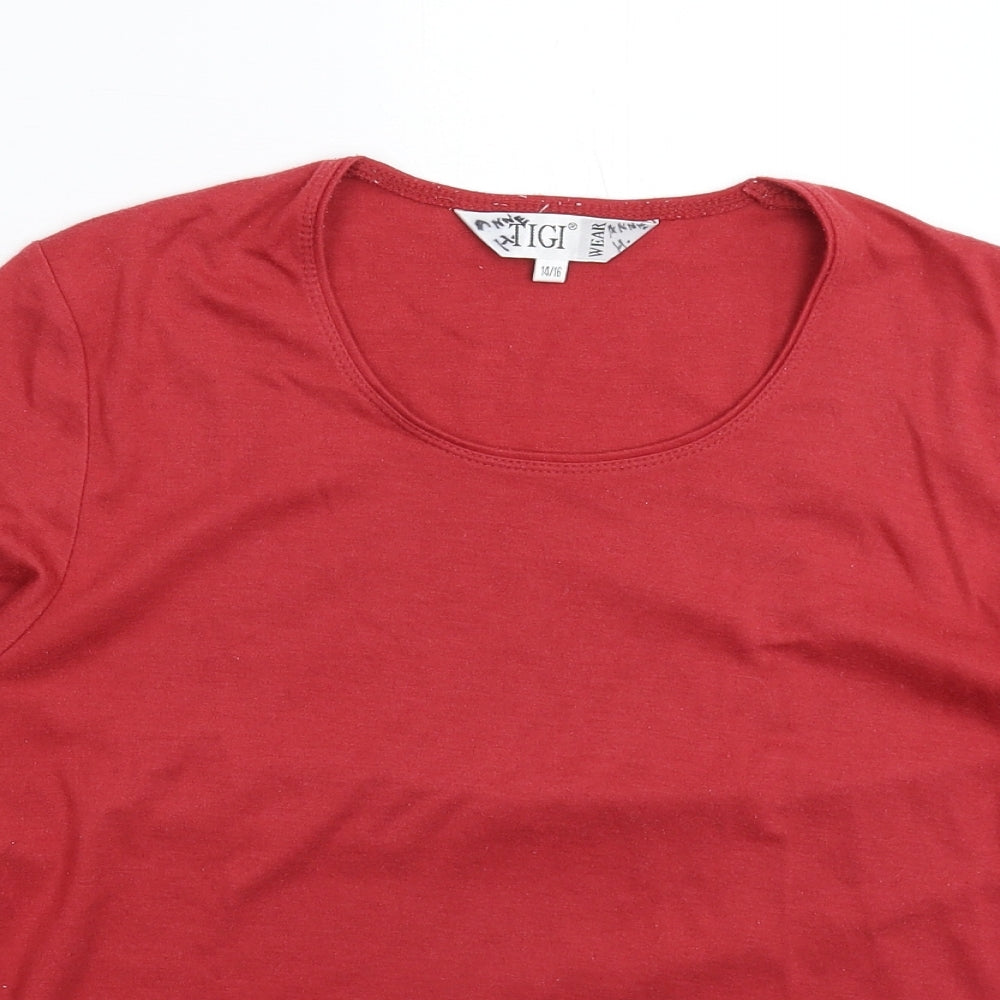 Tigi Womens Red   Basic T-Shirt Size 16