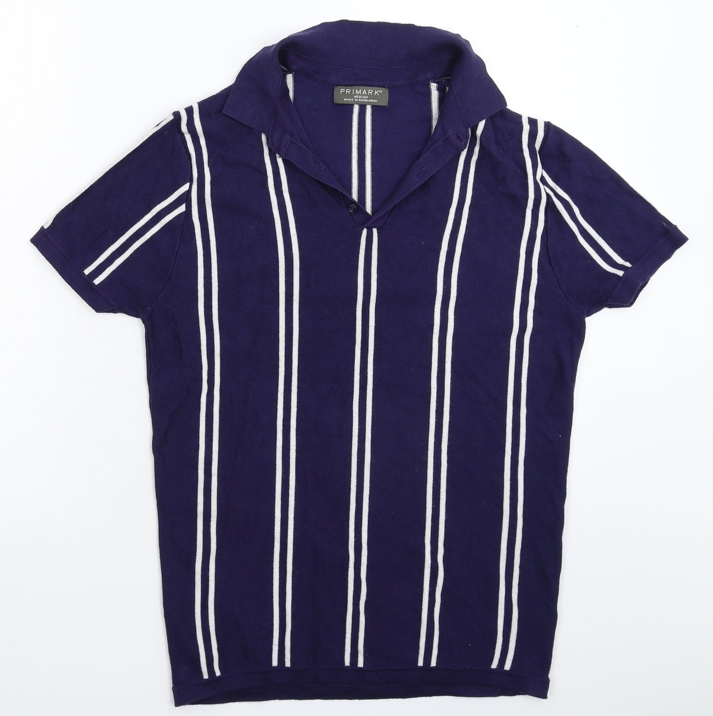 Primark Mens Blue Striped   Polo Size M