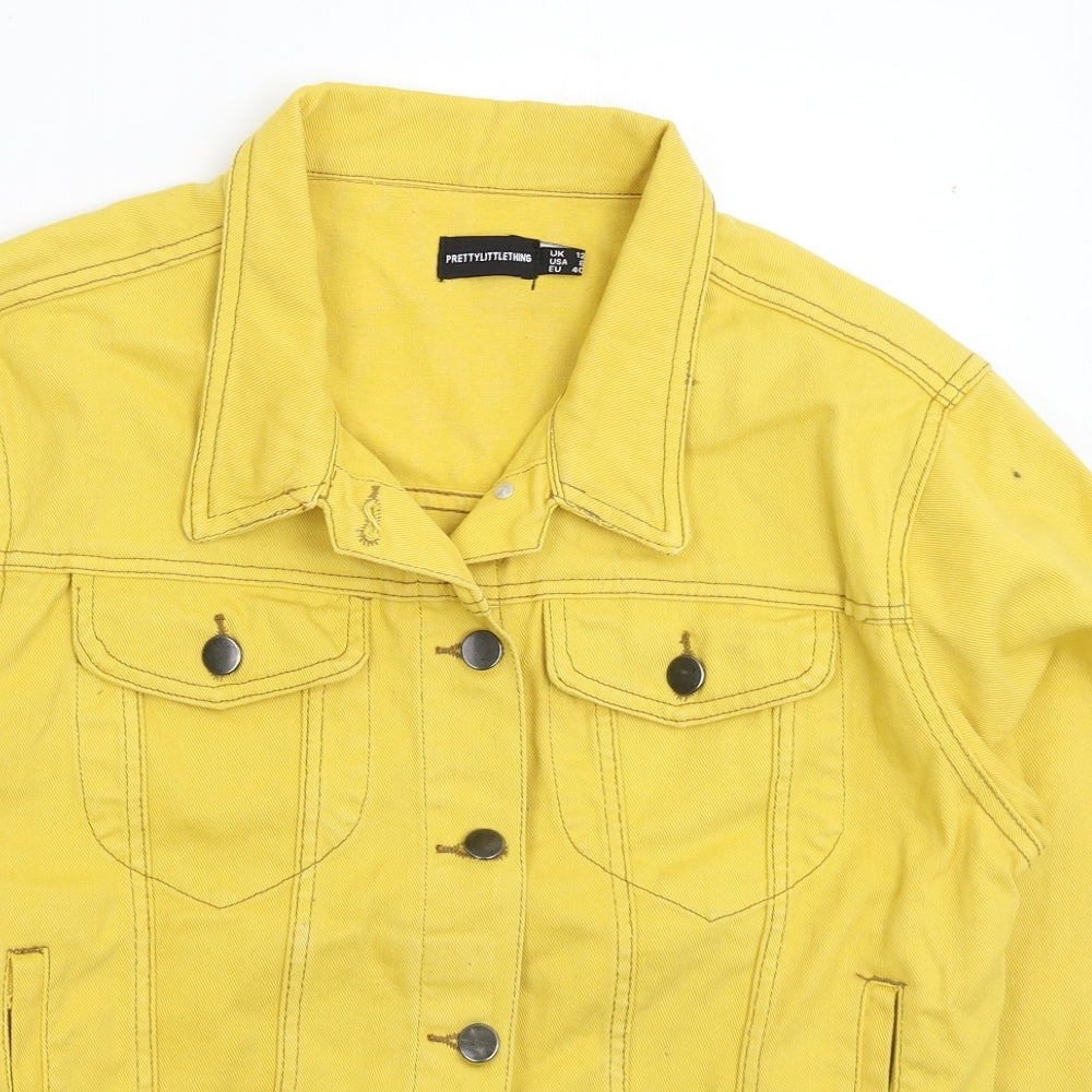 PRETTYLITTLETHING Womens Yellow  Denim Jacket  Size 12