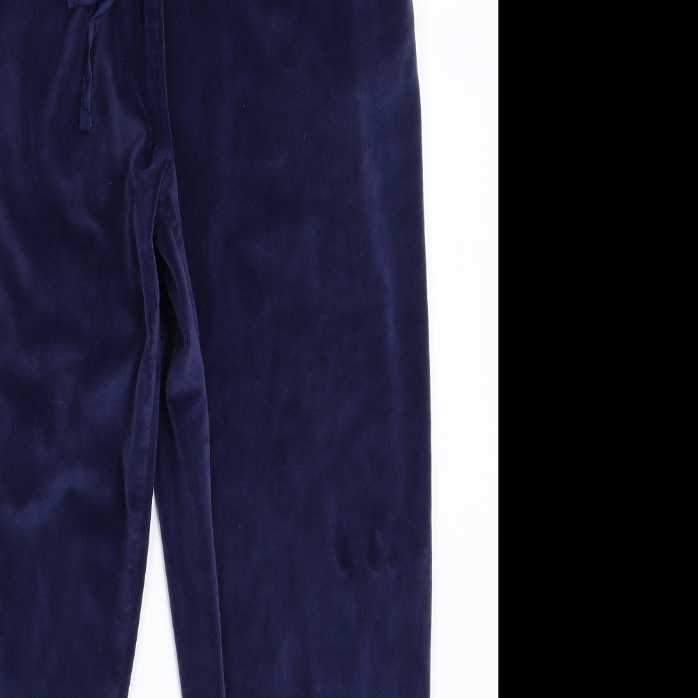 F&F Womens Blue Solid Fleece Cami Pyjama Pants Size 14