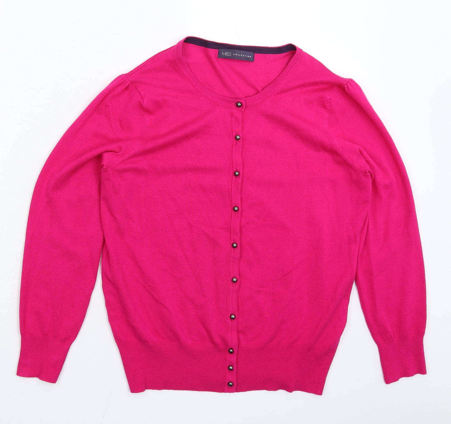 Marks and Spencer Womens Pink  Knit Cardigan Jumper Size 12