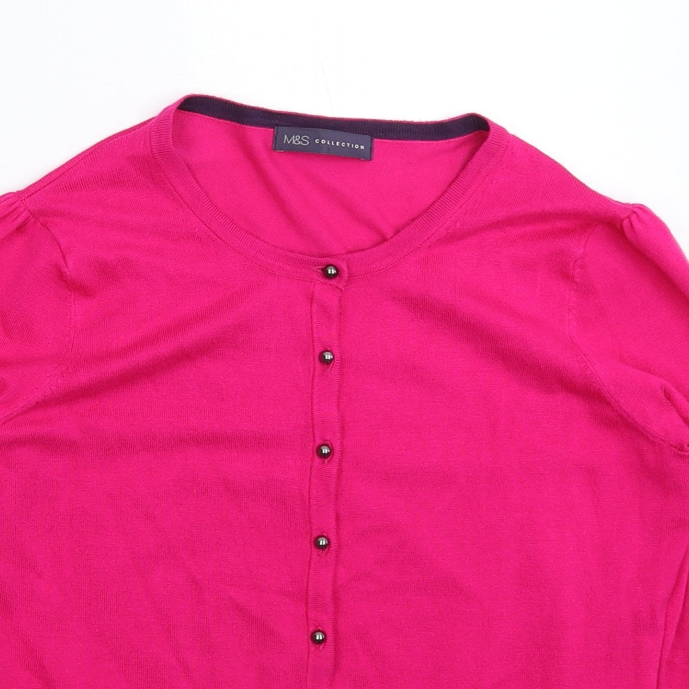 Marks and Spencer Womens Pink  Knit Cardigan Jumper Size 12