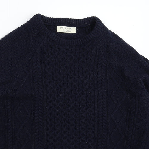 Primark Mens Blue  Knit Pullover Jumper Size M