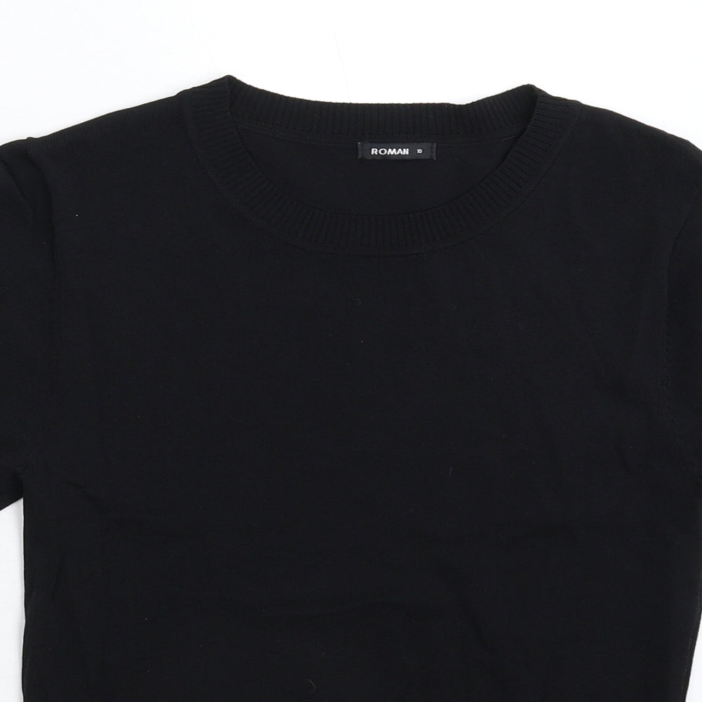 Roman Womens Black  Knit Pullover Jumper Size 10