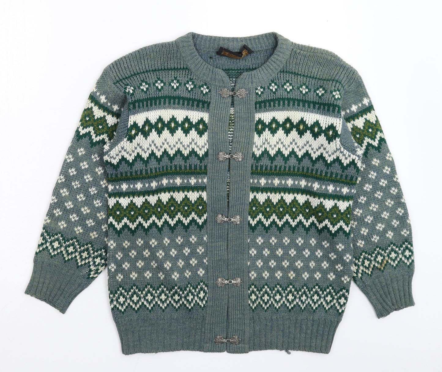 Norlender Mens Multicoloured Geometric Knit Cardigan Jumper Size S