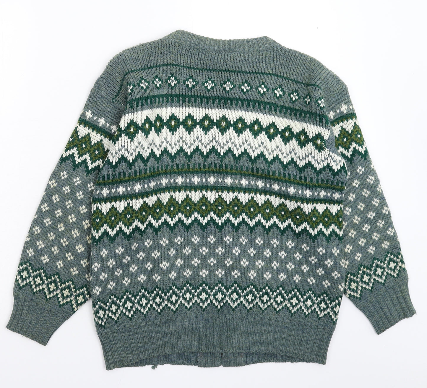 Norlender Mens Multicoloured Geometric Knit Cardigan Jumper Size S