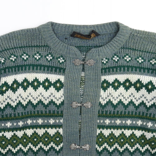 Norlender Mens Multicoloured Geometric Knit Cardigan Jumper Size S