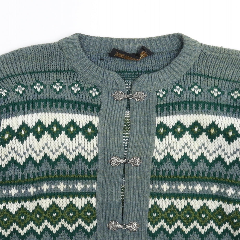 Norlender Mens Multicoloured Geometric Knit Cardigan Jumper Size S