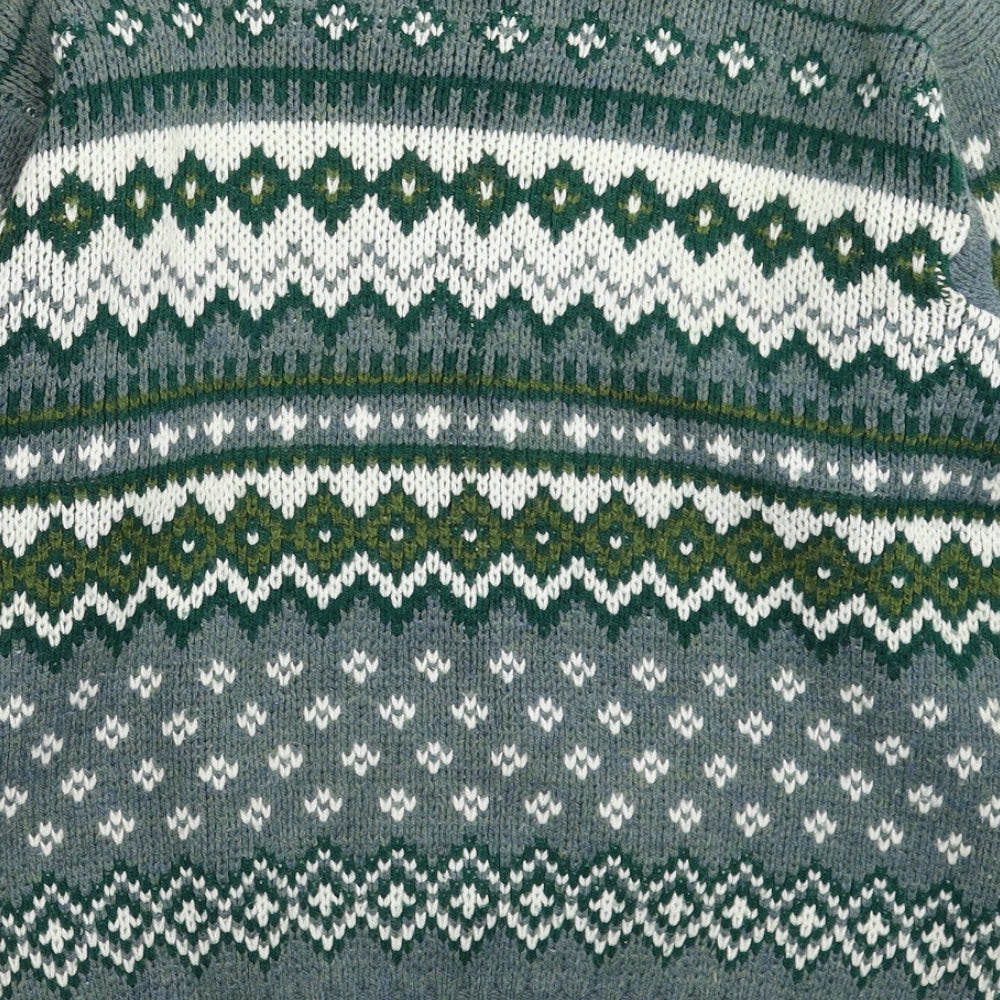 Norlender Mens Multicoloured Geometric Knit Cardigan Jumper Size S