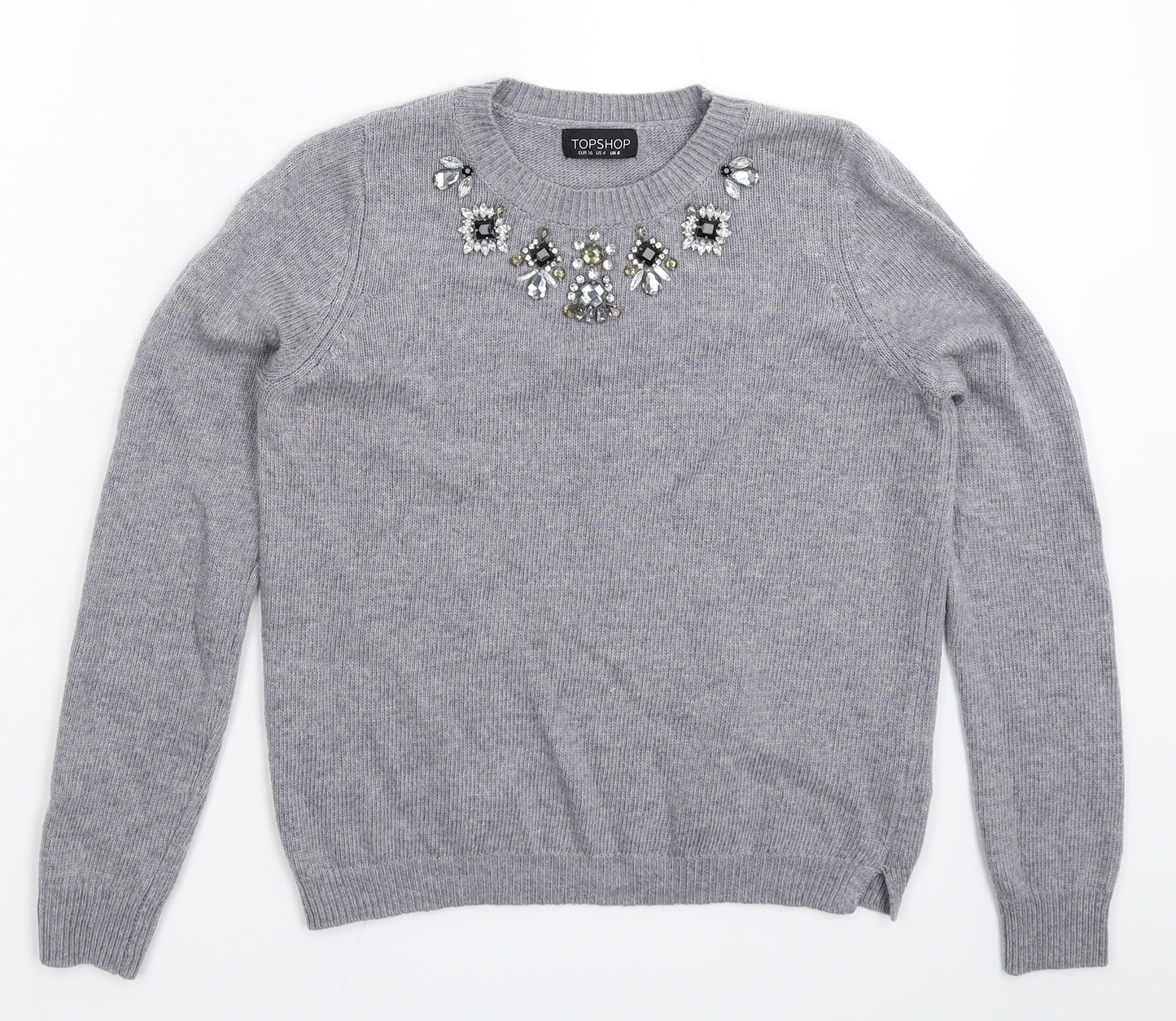 Topshop Womens Grey  Knit Pullover Jumper Size 8