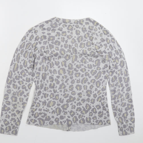 Gap Womens Grey Animal Print Knit Cardigan Jumper Size M