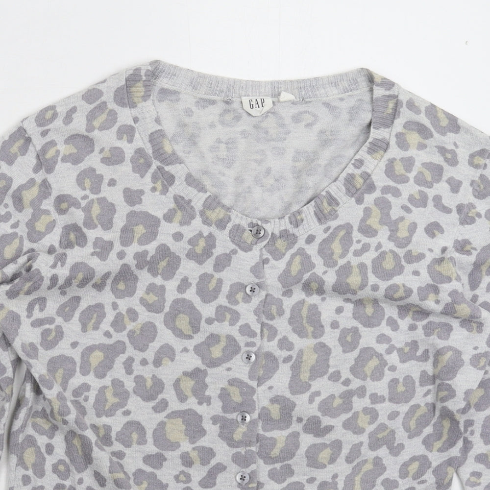 Gap Womens Grey Animal Print Knit Cardigan Jumper Size M