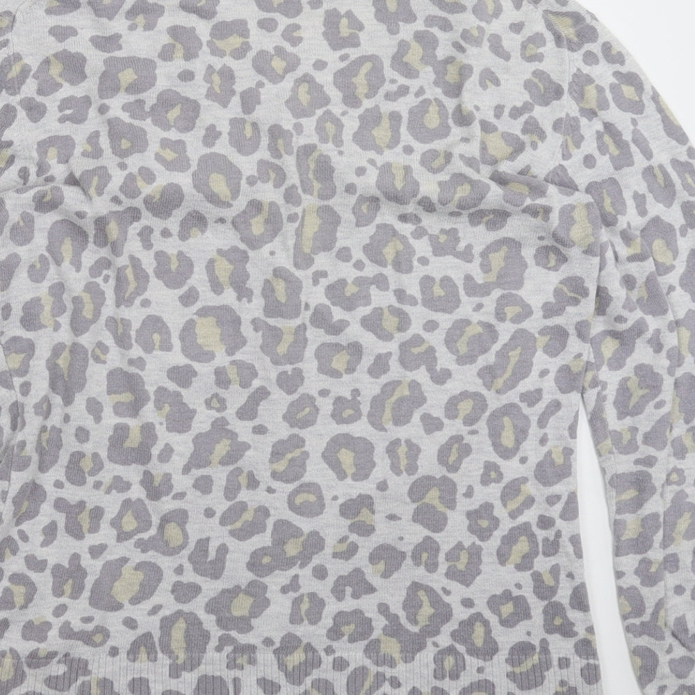 Gap Womens Grey Animal Print Knit Cardigan Jumper Size M