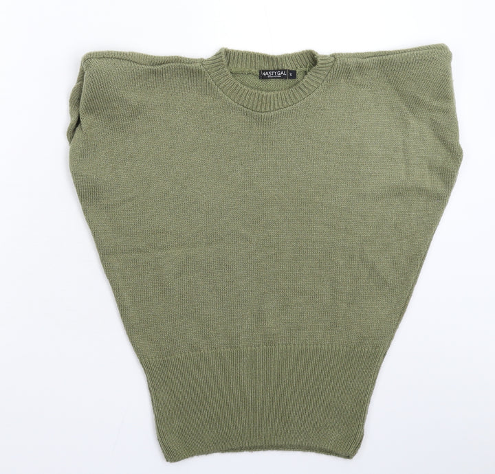 Nasty Gal Womens Green Knit Vest Jumper Size S