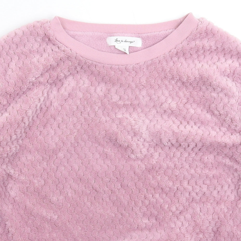 Love to Lounge Womens Pink Solid Fleece Top Pyjama Top Size 12