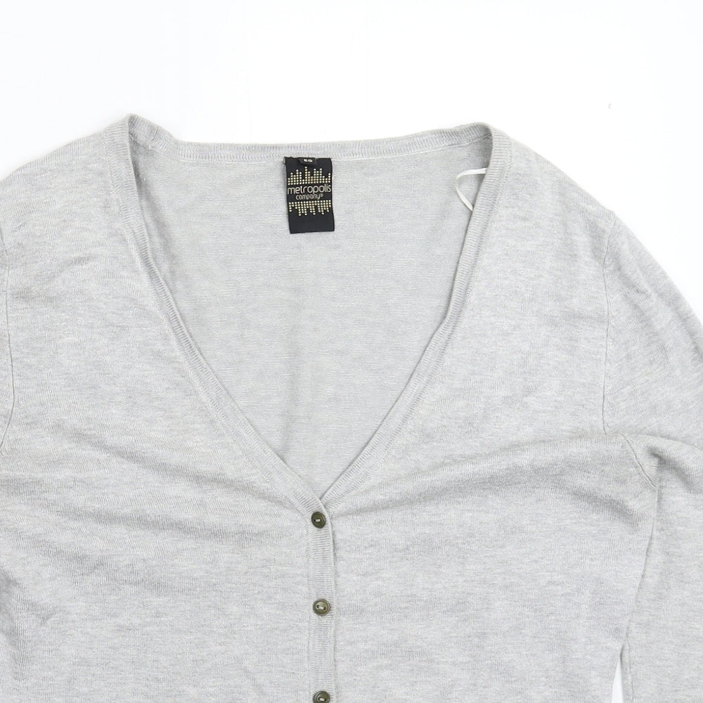 Metropolis Womens Grey  Knit Cardigan Jumper Size L