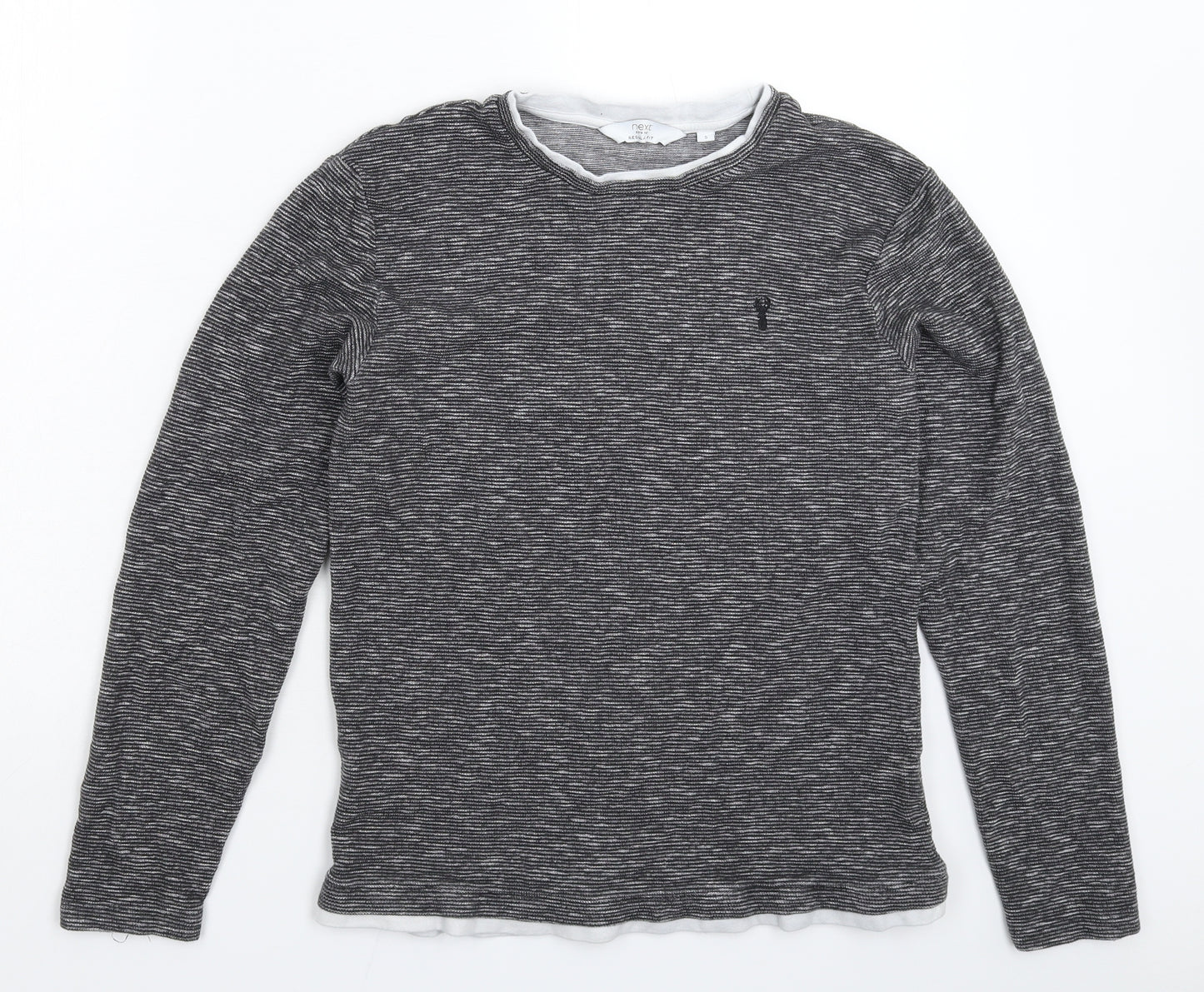 NEXT Mens Grey Striped  Pullover Sweatshirt Size S