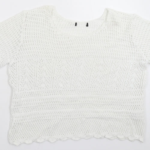 Atmosp Womens White  Knit Pullover Jumper Size 20