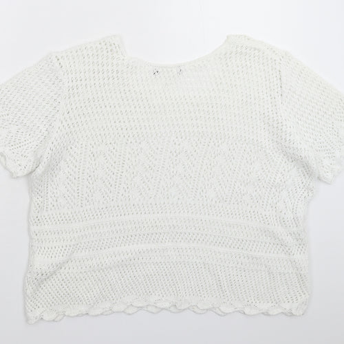 Atmosp Womens White  Knit Pullover Jumper Size 20