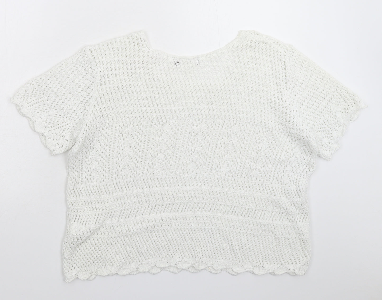 Atmosp Womens White  Knit Pullover Jumper Size 20