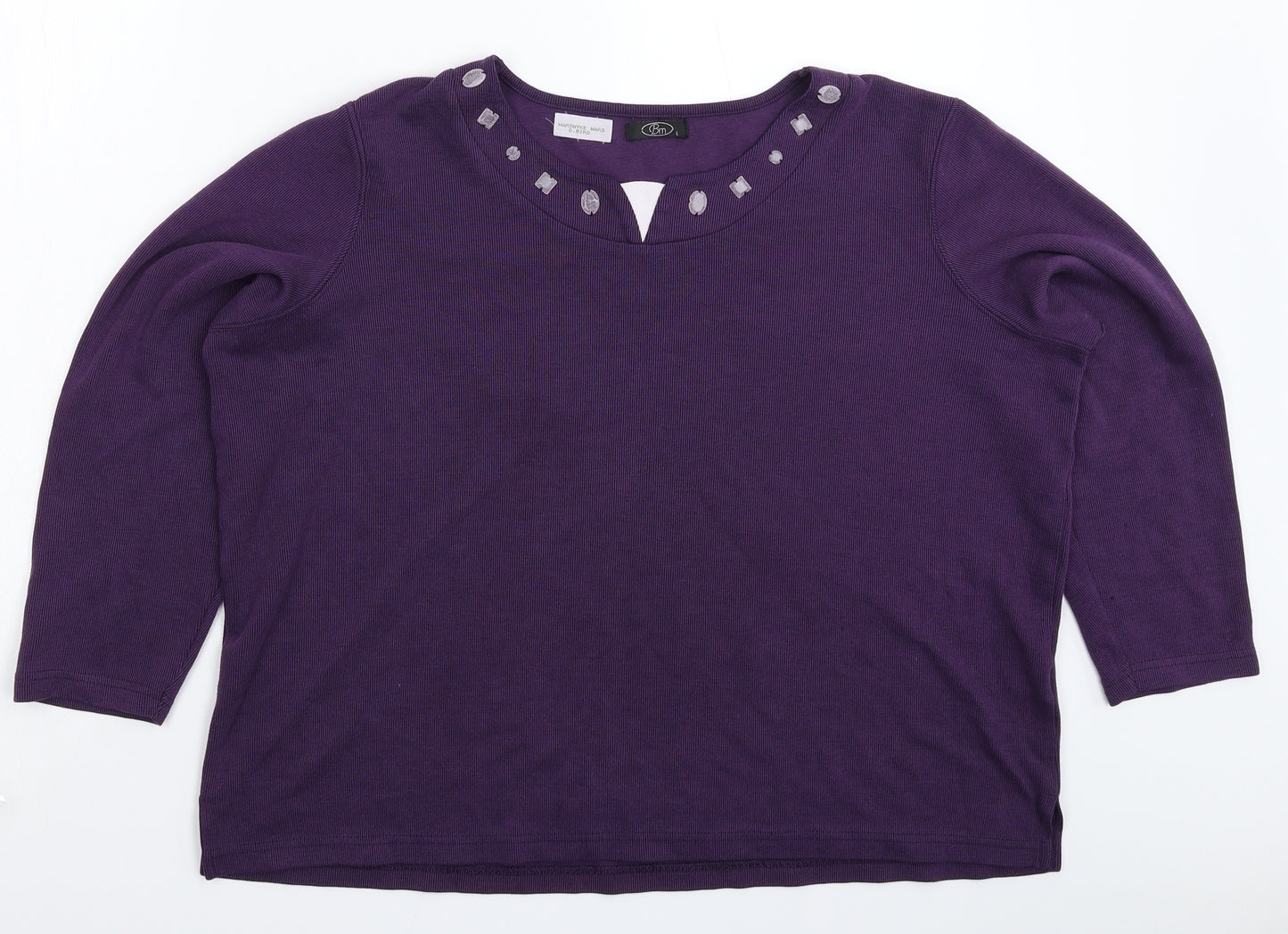 BM Womens Purple   Basic T-Shirt Size L  - Oversized