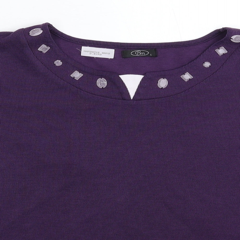 BM Womens Purple   Basic T-Shirt Size L  - Oversized