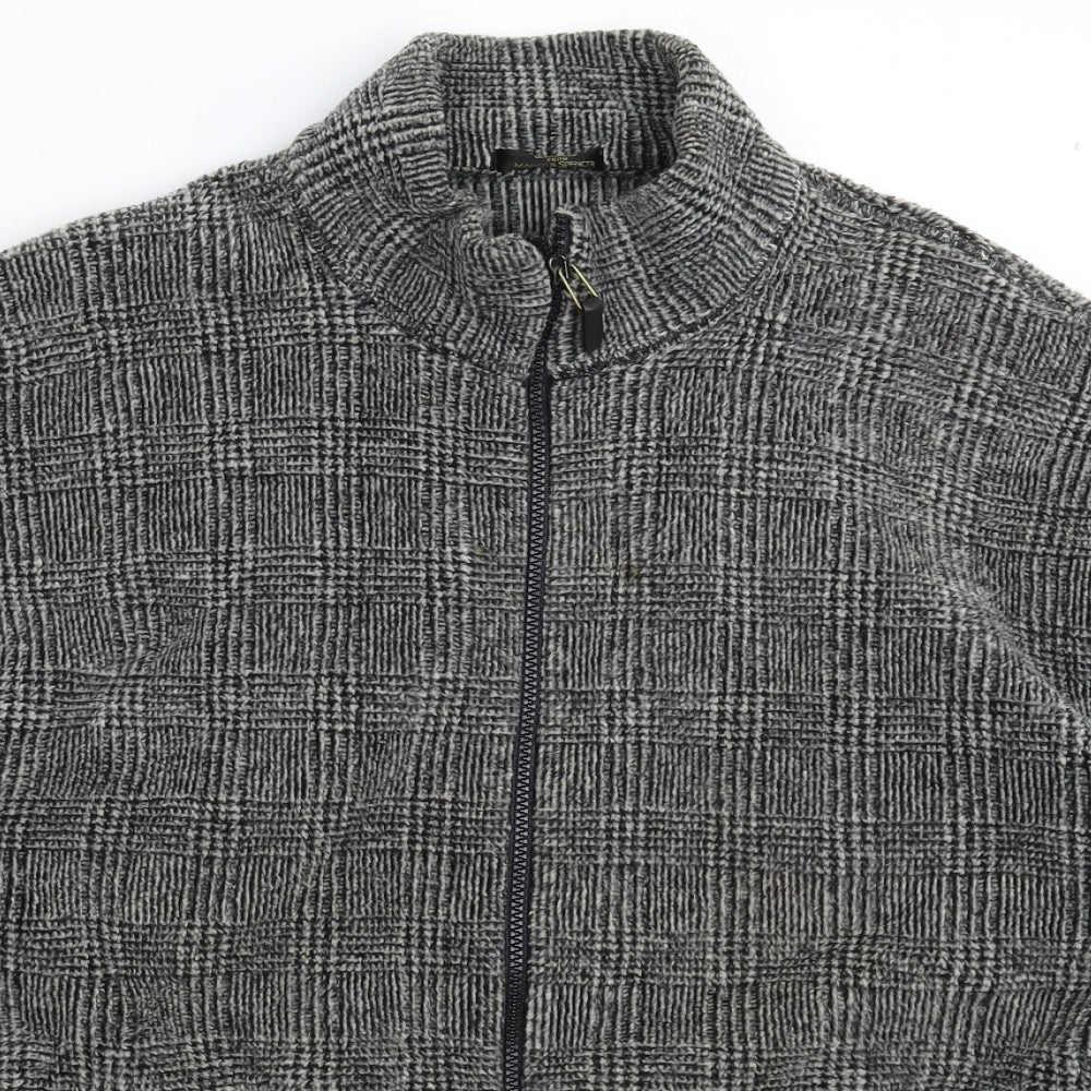 Marks and Spencer Mens Grey Check Fleece Jacket  Size S