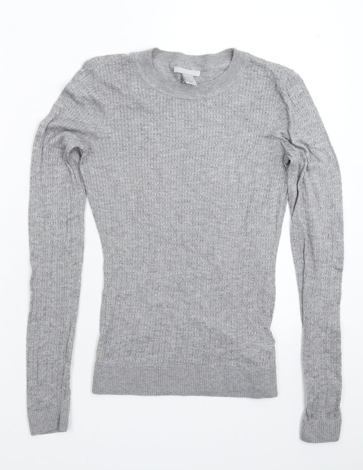 H&M Womens Grey Knit Pullover Jumper Size XS