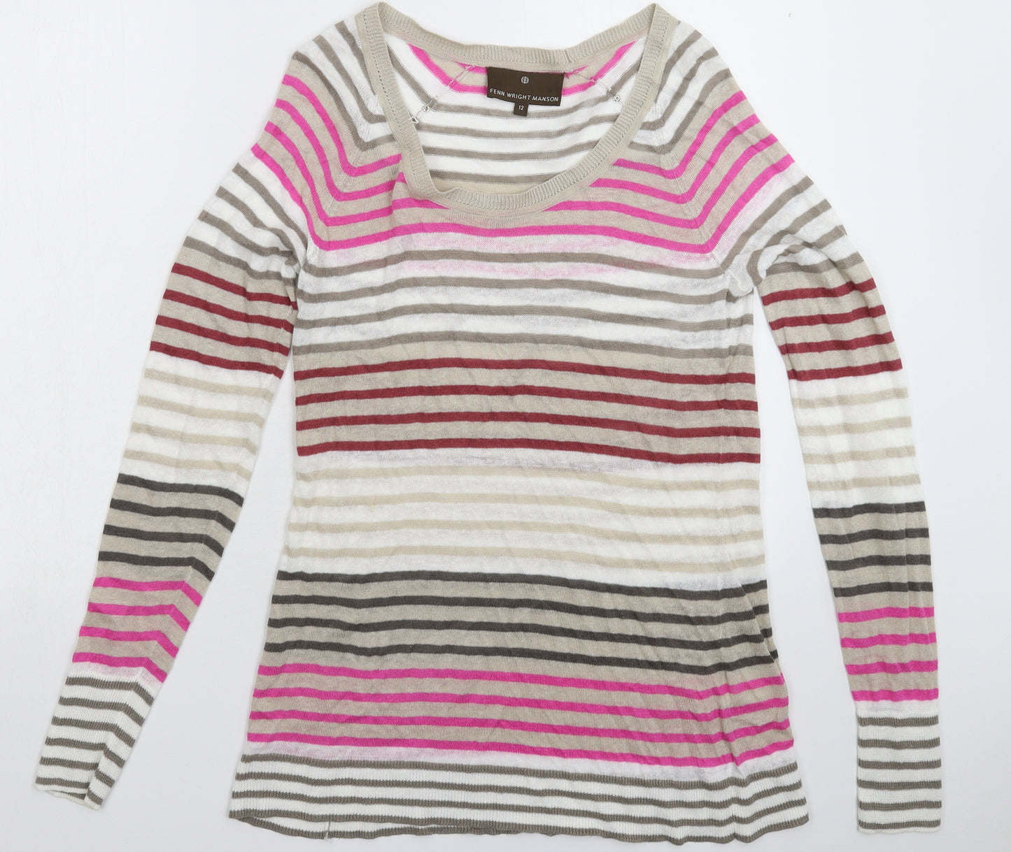 Fenn w Womens Multicoloured Striped Knit Pullover Jumper Size 12
