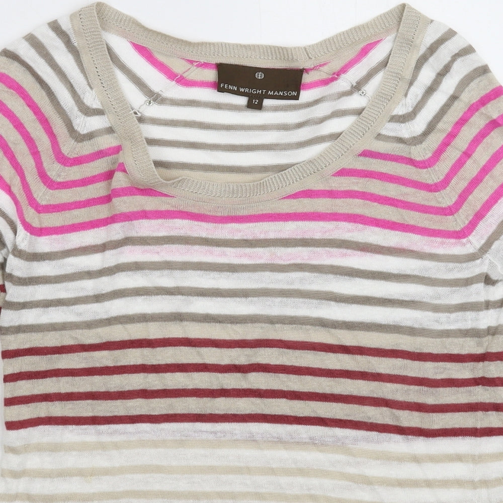 Fenn w Womens Multicoloured Striped Knit Pullover Jumper Size 12