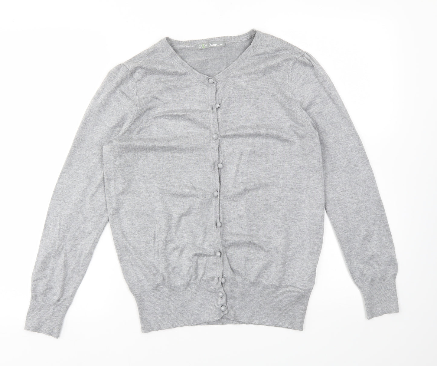 M&S Womens Grey   Cardigan Jumper Size 14