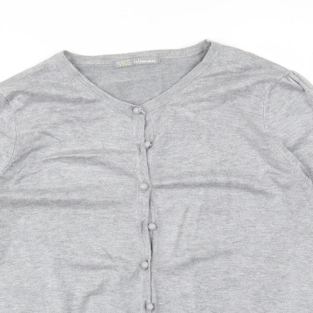 M&S Womens Grey   Cardigan Jumper Size 14