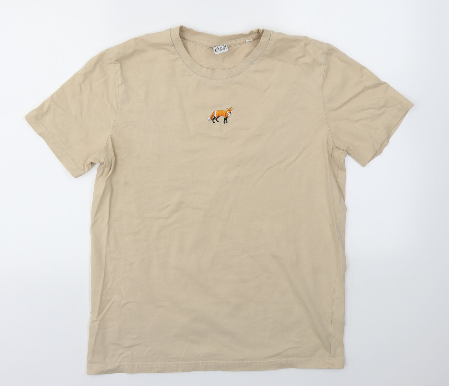 Big Wild Thought Womens Beige Animal Print  Basic T-Shirt Size M