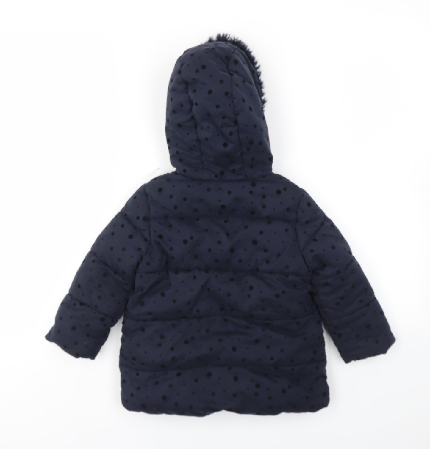 George Girls Blue Geometric  Basic Coat Coat Size 2-3 Years