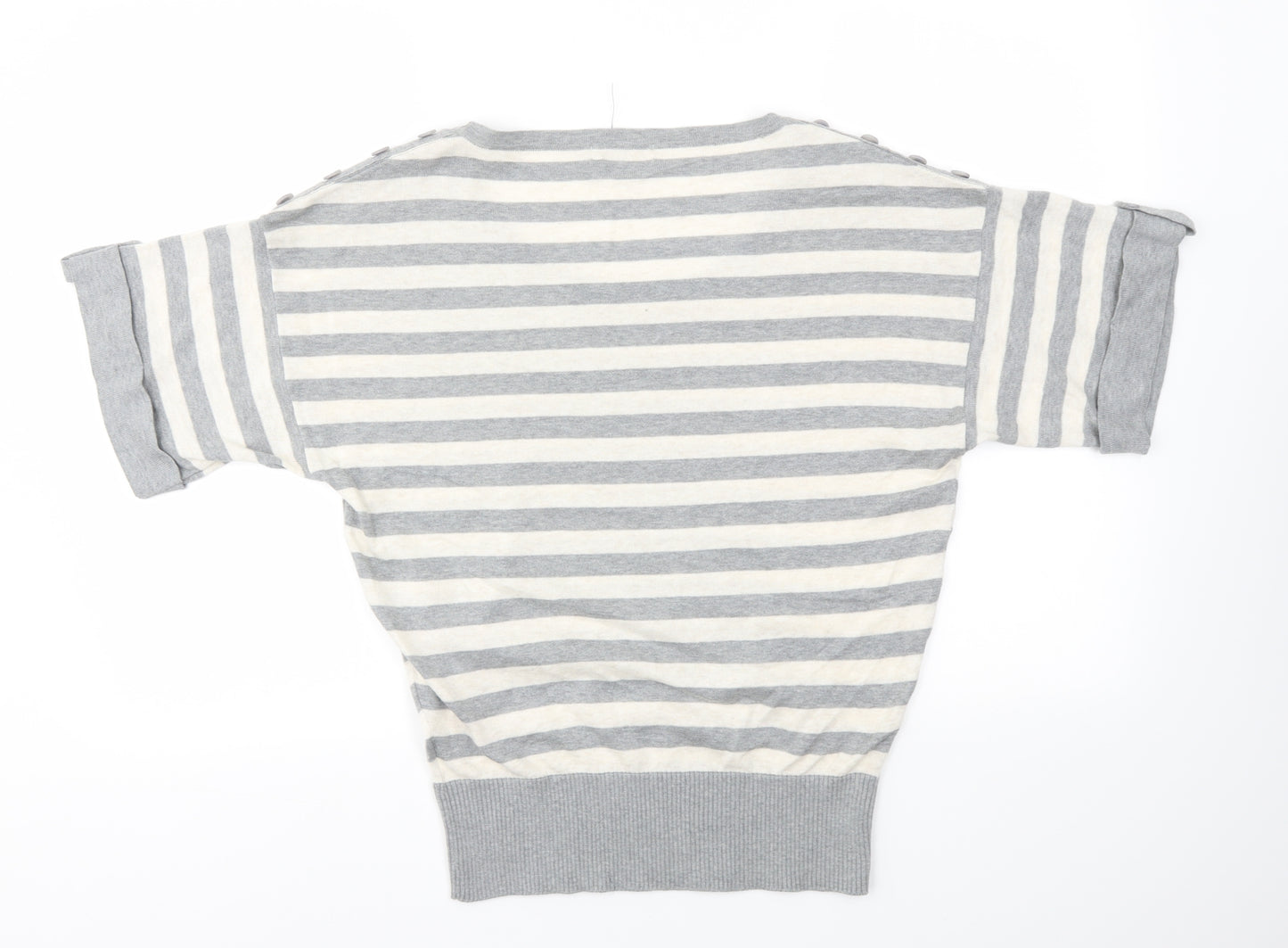 TU Womens Grey Striped  Basic T-Shirt Size 8