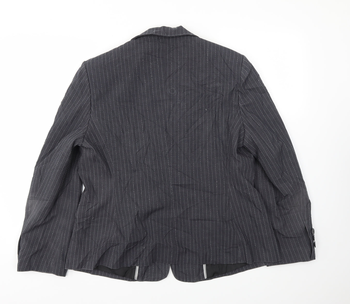 M&S Womens Grey Striped  Jacket Blazer Size 18