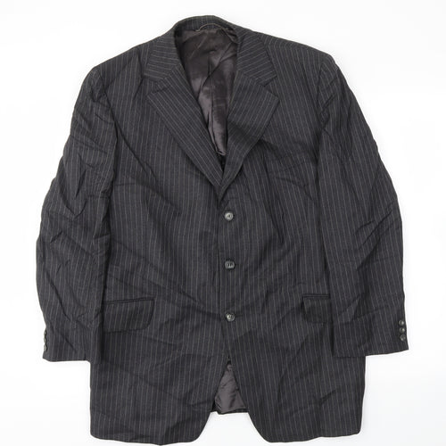 Preworn Mens Grey Striped  Jacket Blazer Size 42
