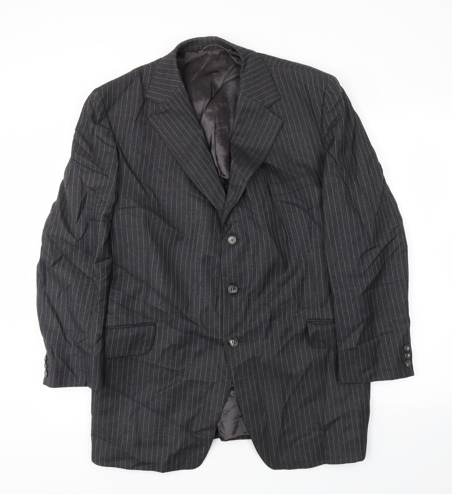 Preworn Mens Grey Striped  Jacket Blazer Size 42
