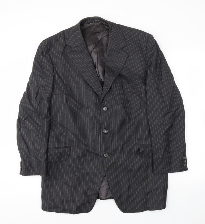 Preworn Mens Grey Striped  Jacket Blazer Size 42