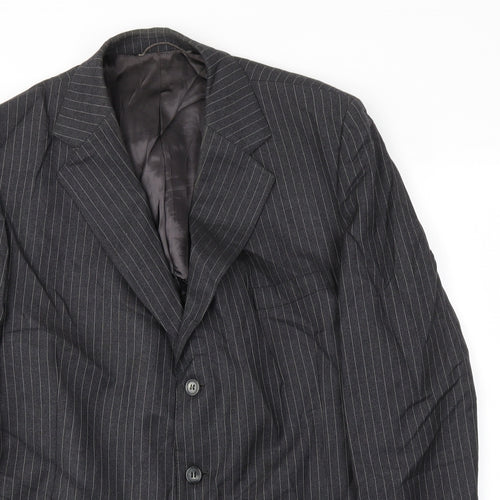 Preworn Mens Grey Striped  Jacket Blazer Size 42