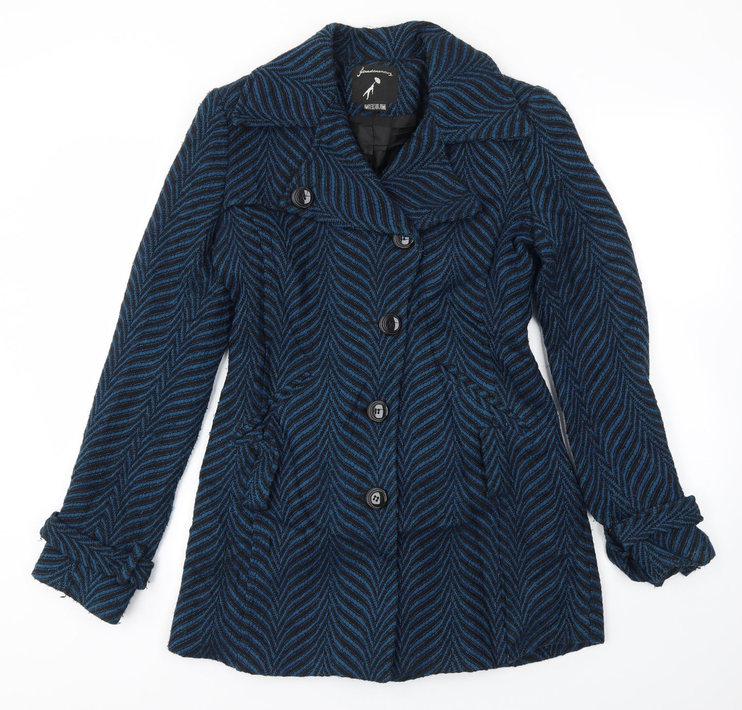 Preworn Womens Blue Animal Print  Jacket Coat Size M