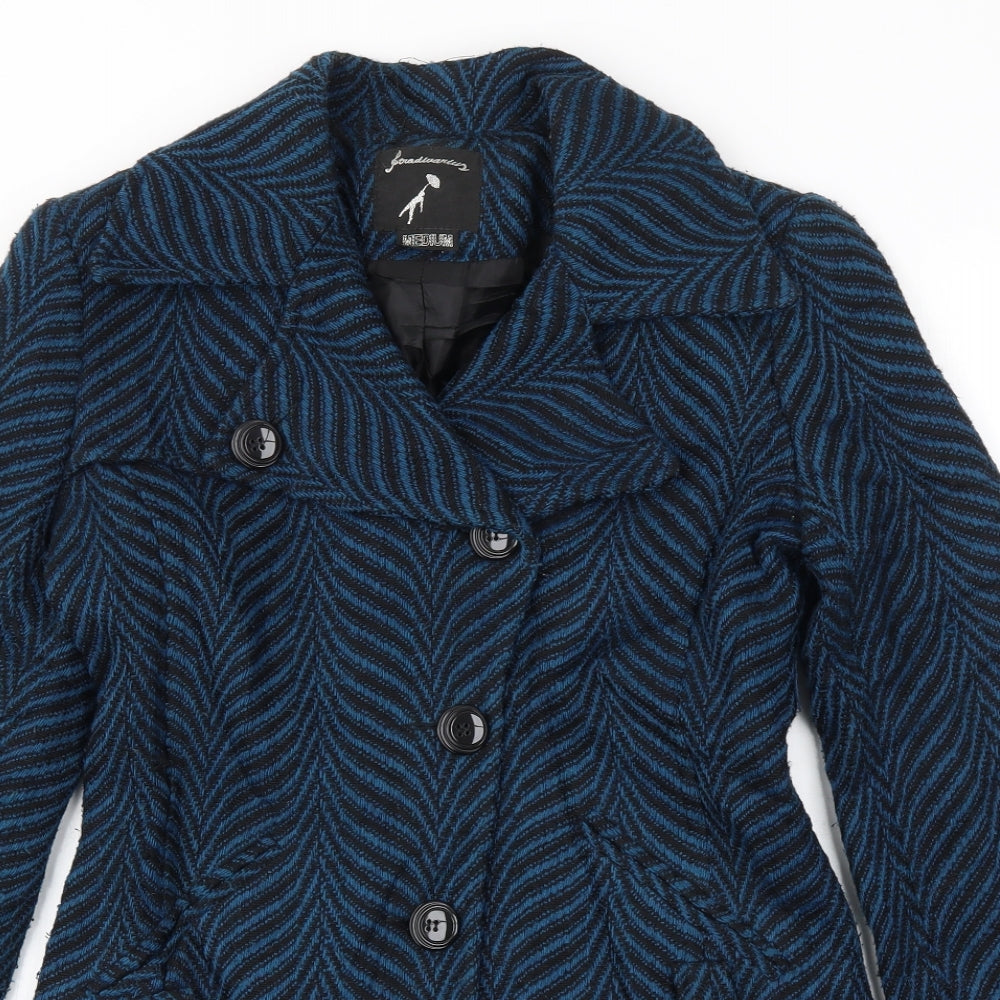 Preworn Womens Blue Animal Print  Jacket Coat Size M