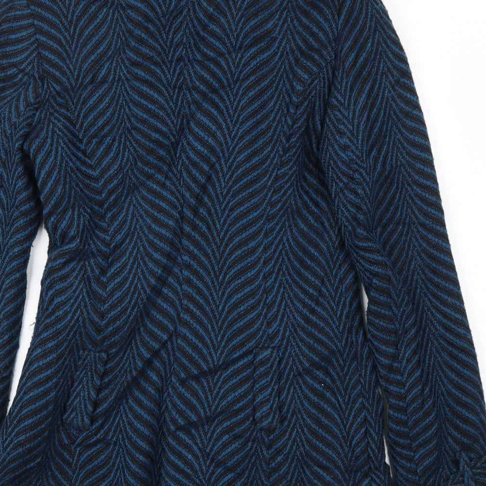 Preworn Womens Blue Animal Print  Jacket Coat Size M