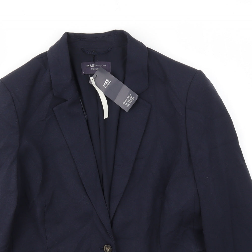 M&S Womens Blue   Jacket Blazer Size 16