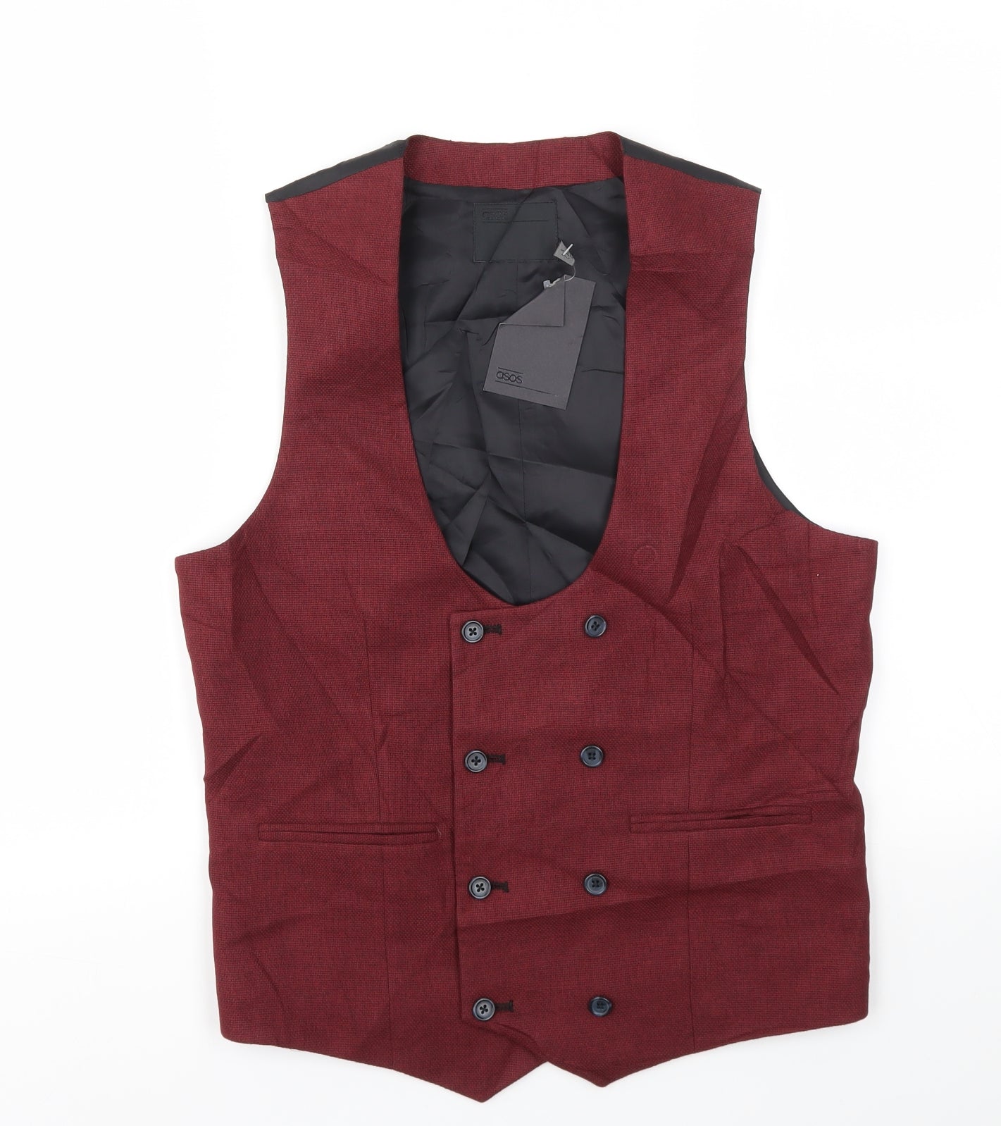 ASOS Mens Red   Jacket Suit Waistcoat Size 38