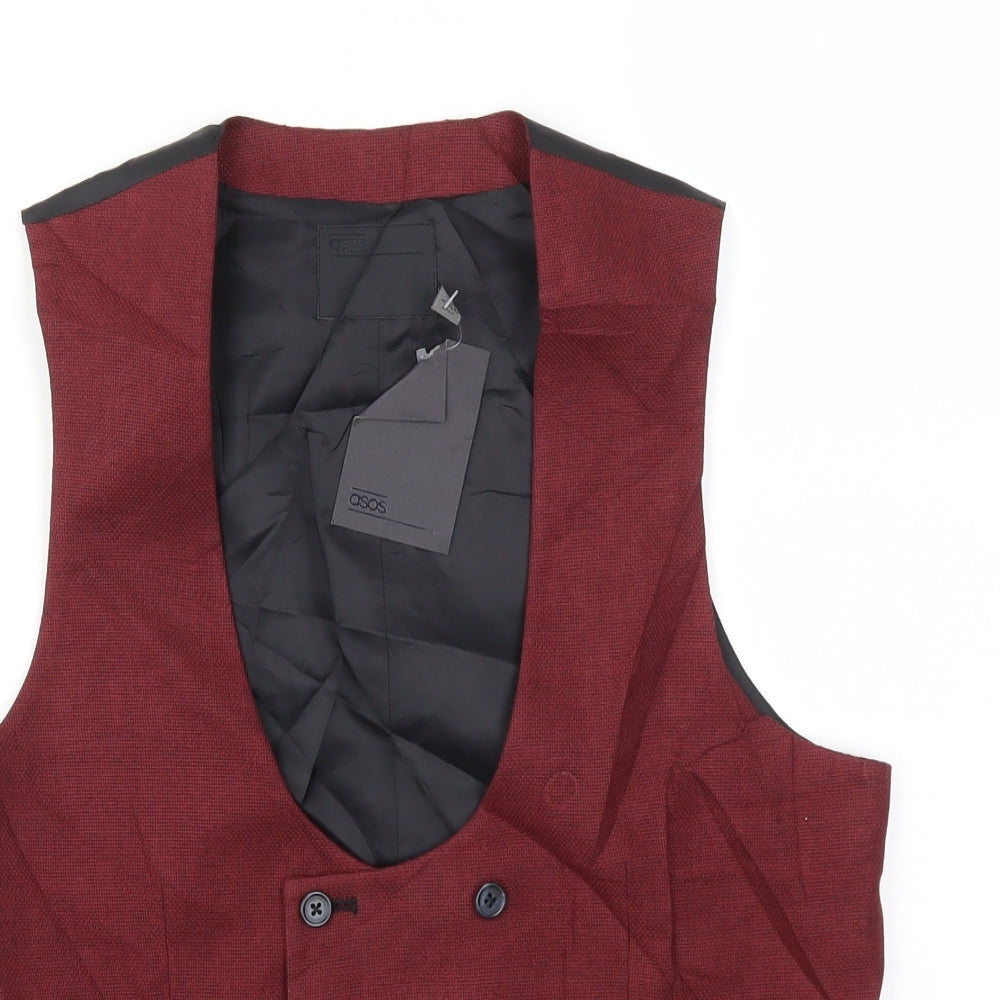 ASOS Mens Red   Jacket Suit Waistcoat Size 38