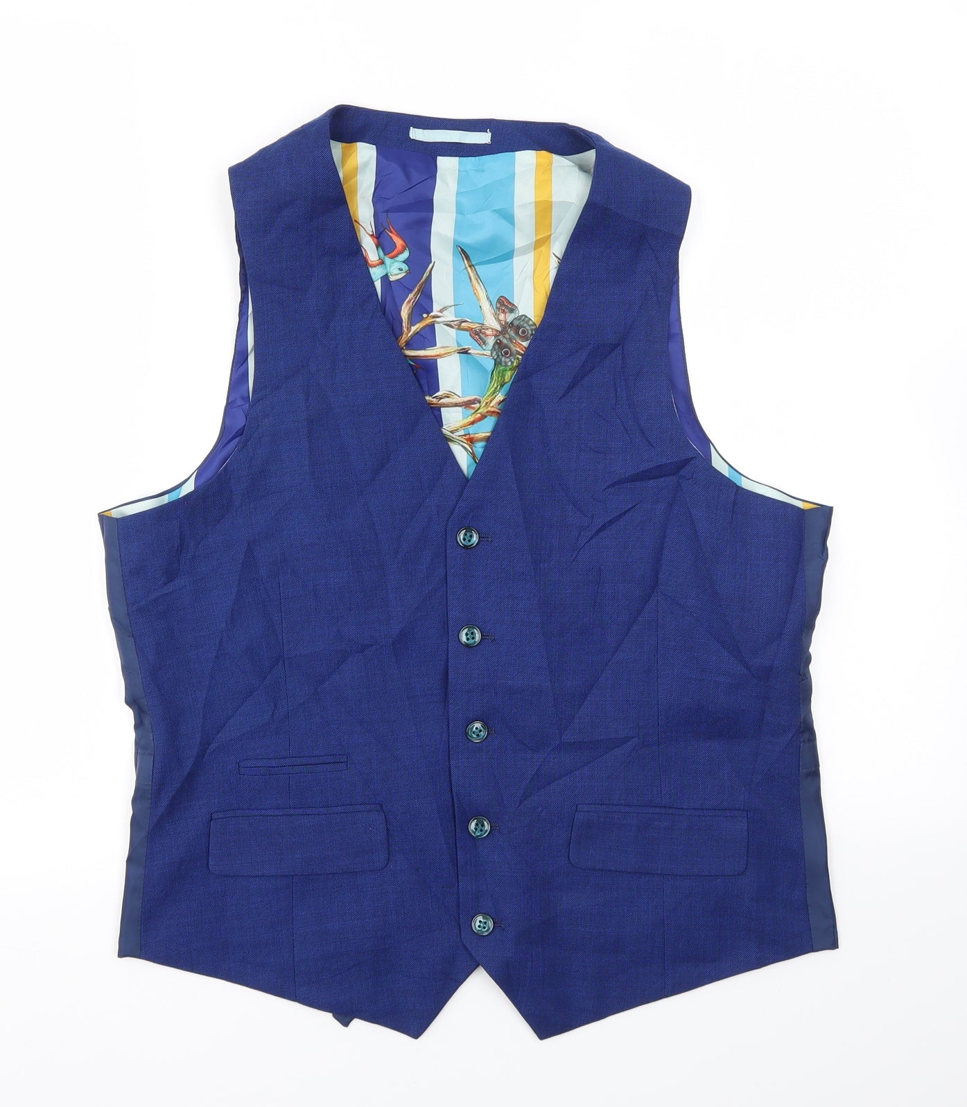 Harry Brown Mens Blue   Jacket Suit Waistcoat Size 40