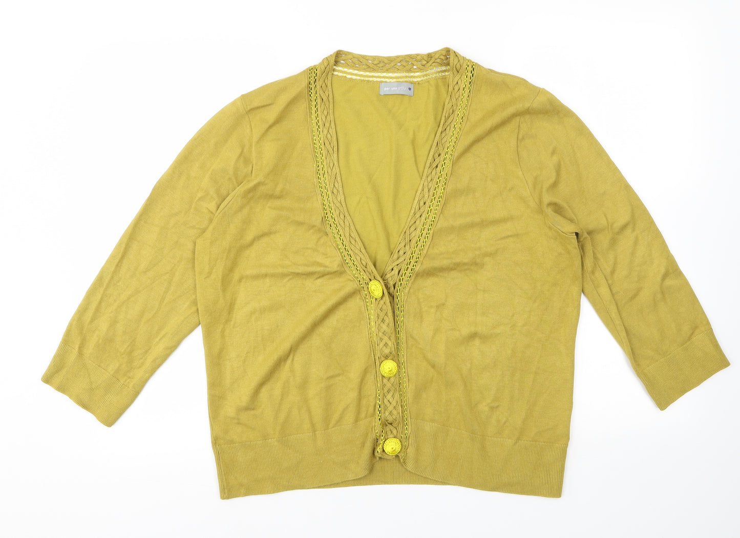 Per Una Womens Yellow   Cardigan Jumper Size 18