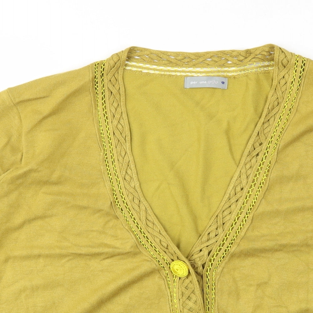 Per Una Womens Yellow   Cardigan Jumper Size 18