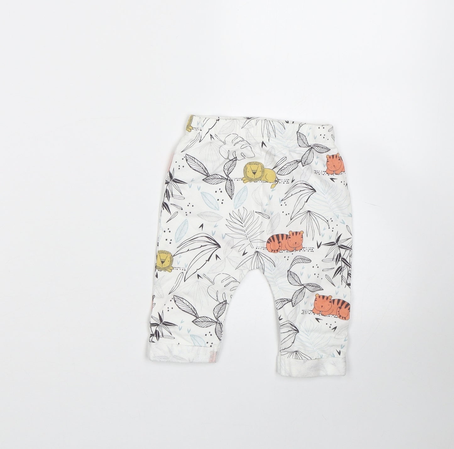 F&F Baby White Animal Print  Sweatpants Trousers Size 0-3 Months  - Animals